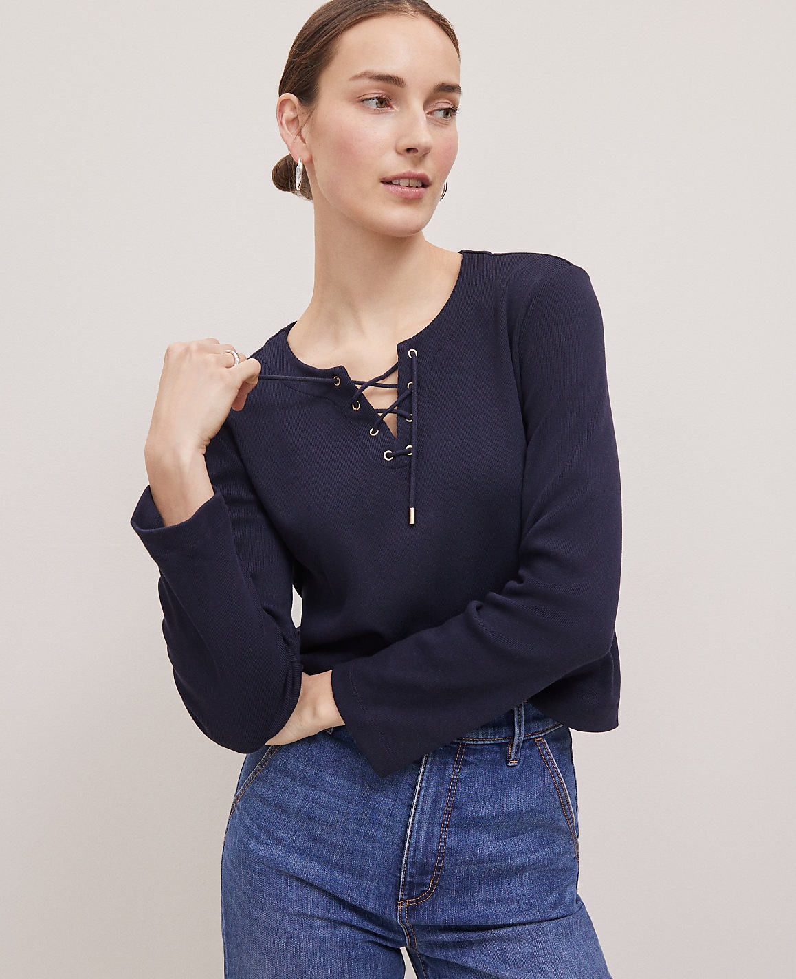 Petite Weekend Collection Lace-Up Top