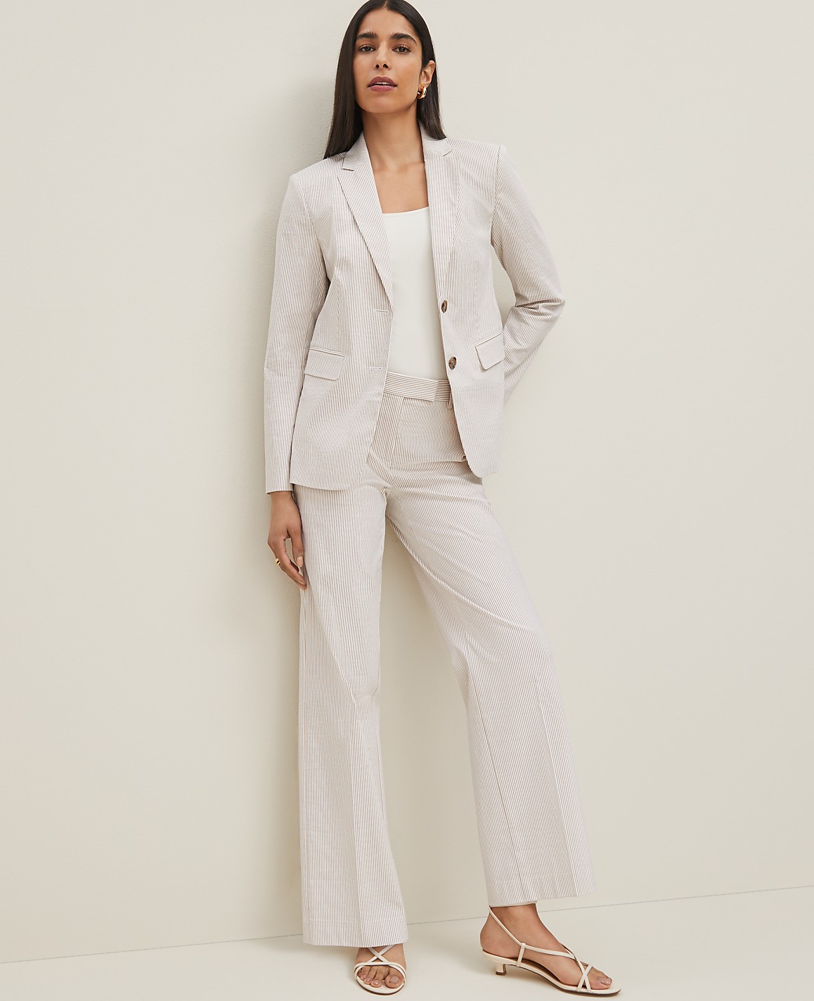 The Straight Trouser Pant in Striped Seersucker