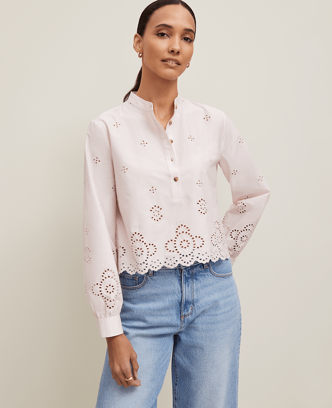 Scalloped Cutout Blouse