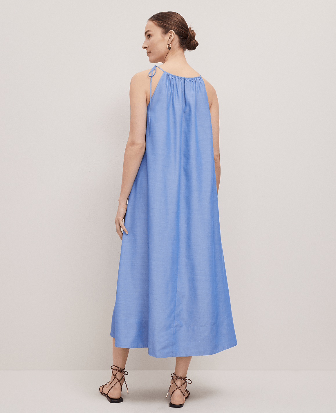 Petite Weekend Collection Chambray Halter Maxi Dress