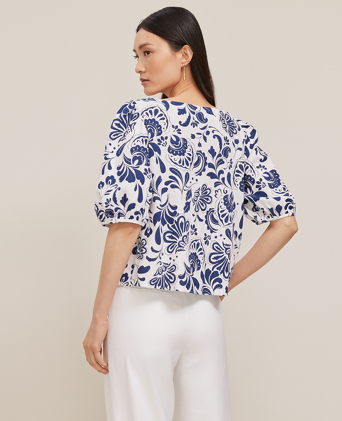 Petite Paisley Floral Boatneck Popover