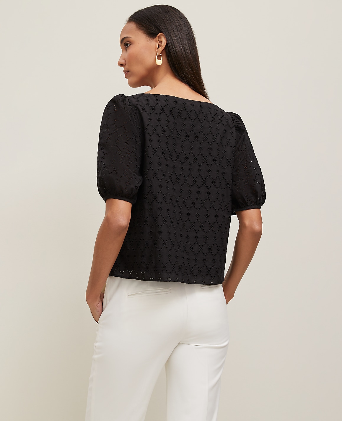 Petite Eyelet Boatneck Popover
