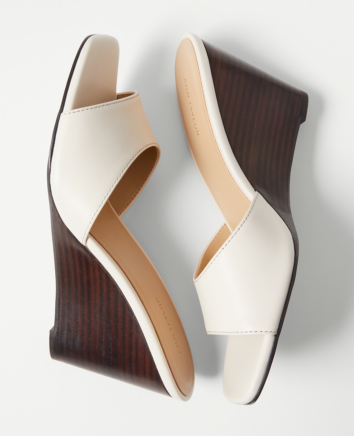 Leather Skinny Strap Leather Wedge Mules