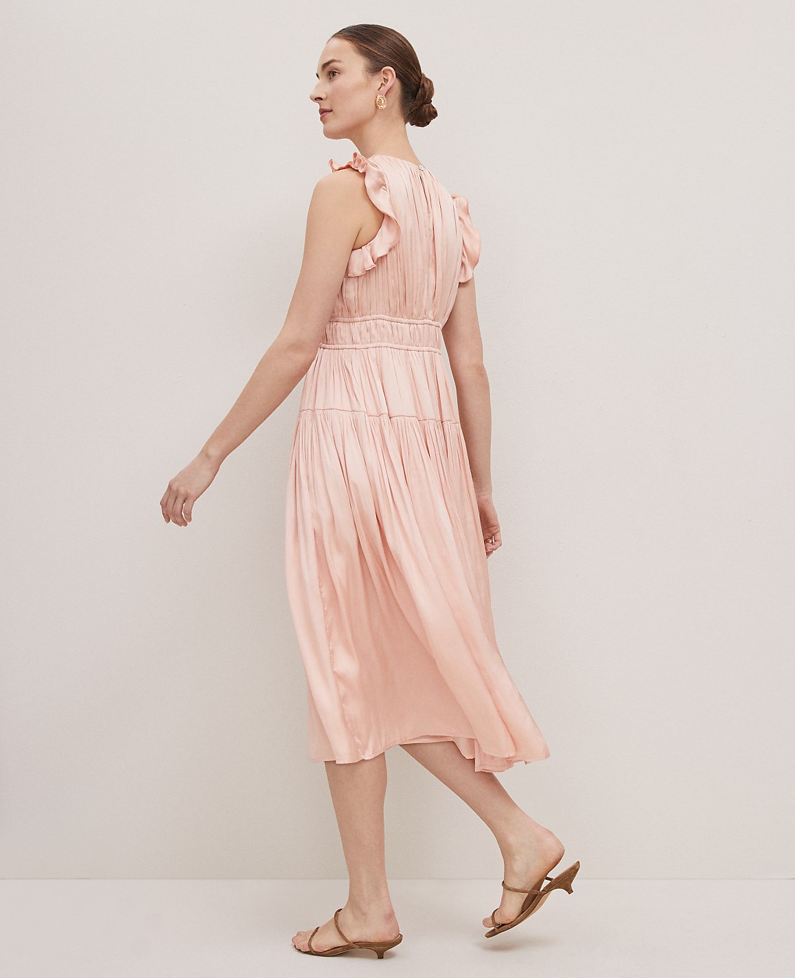 Petaled Ruffle Midi Dress