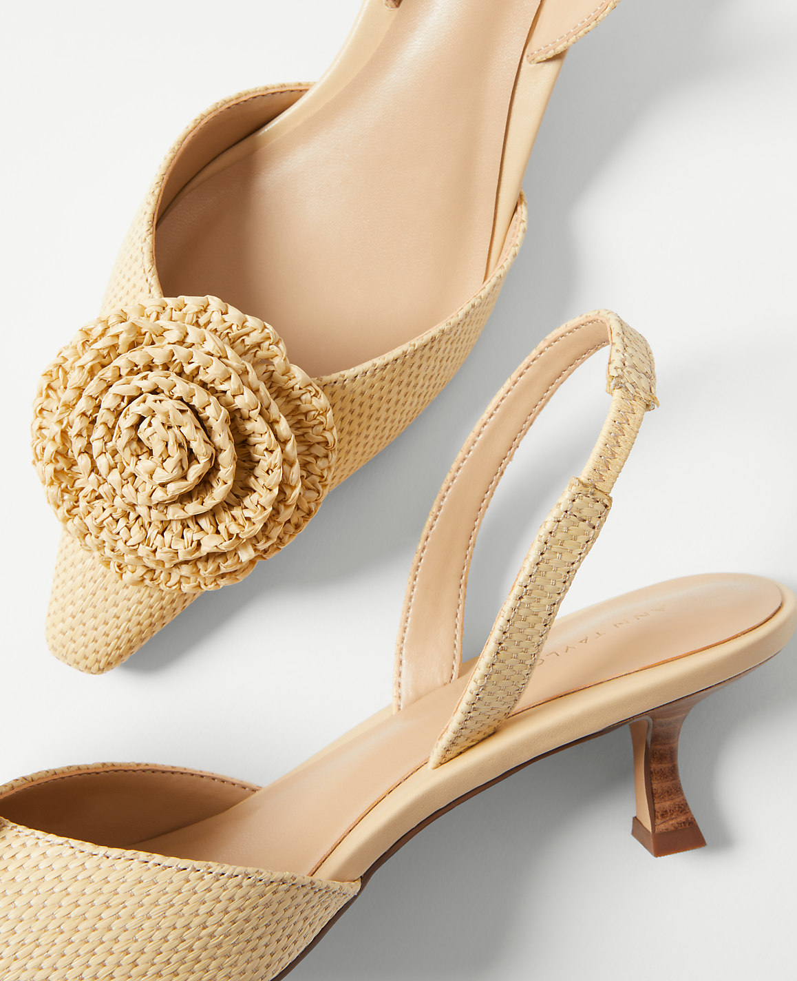 Raffia Flower Slingback Pump