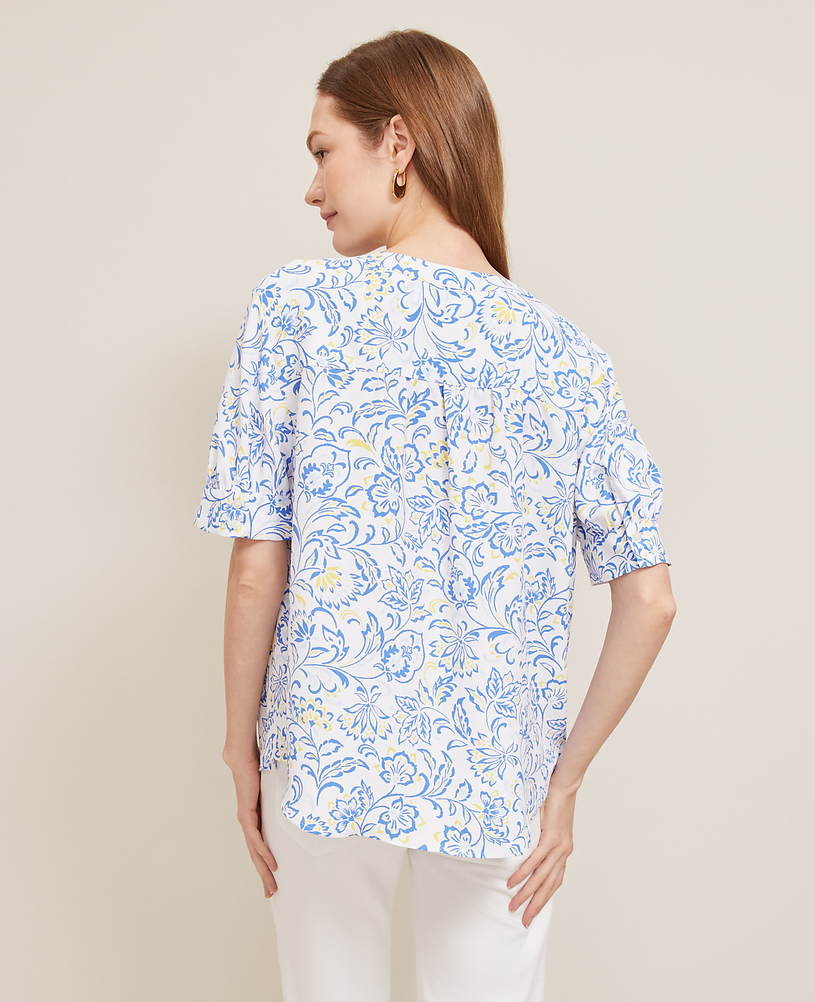 Paisley Floral Half Sleeve Popover