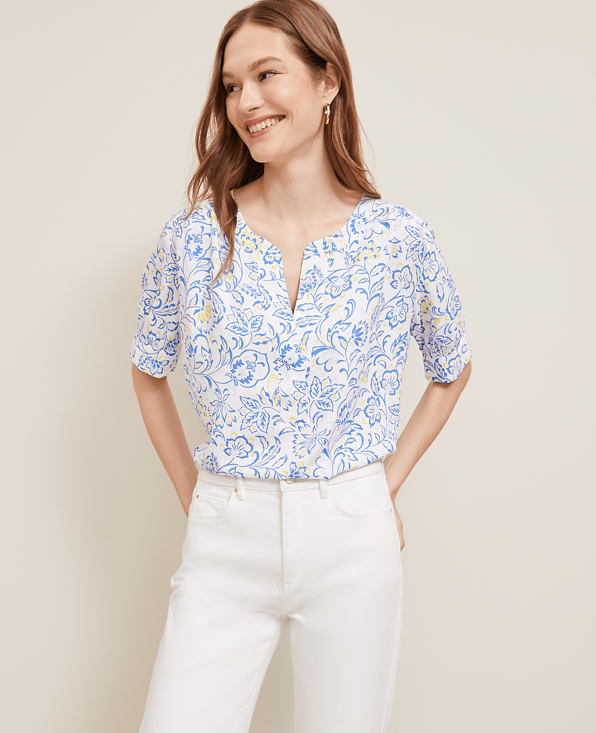 Paisley Floral Half Sleeve Popover