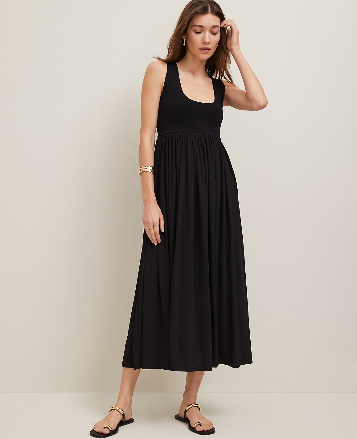 Mixed Media Sweater Tank Dress