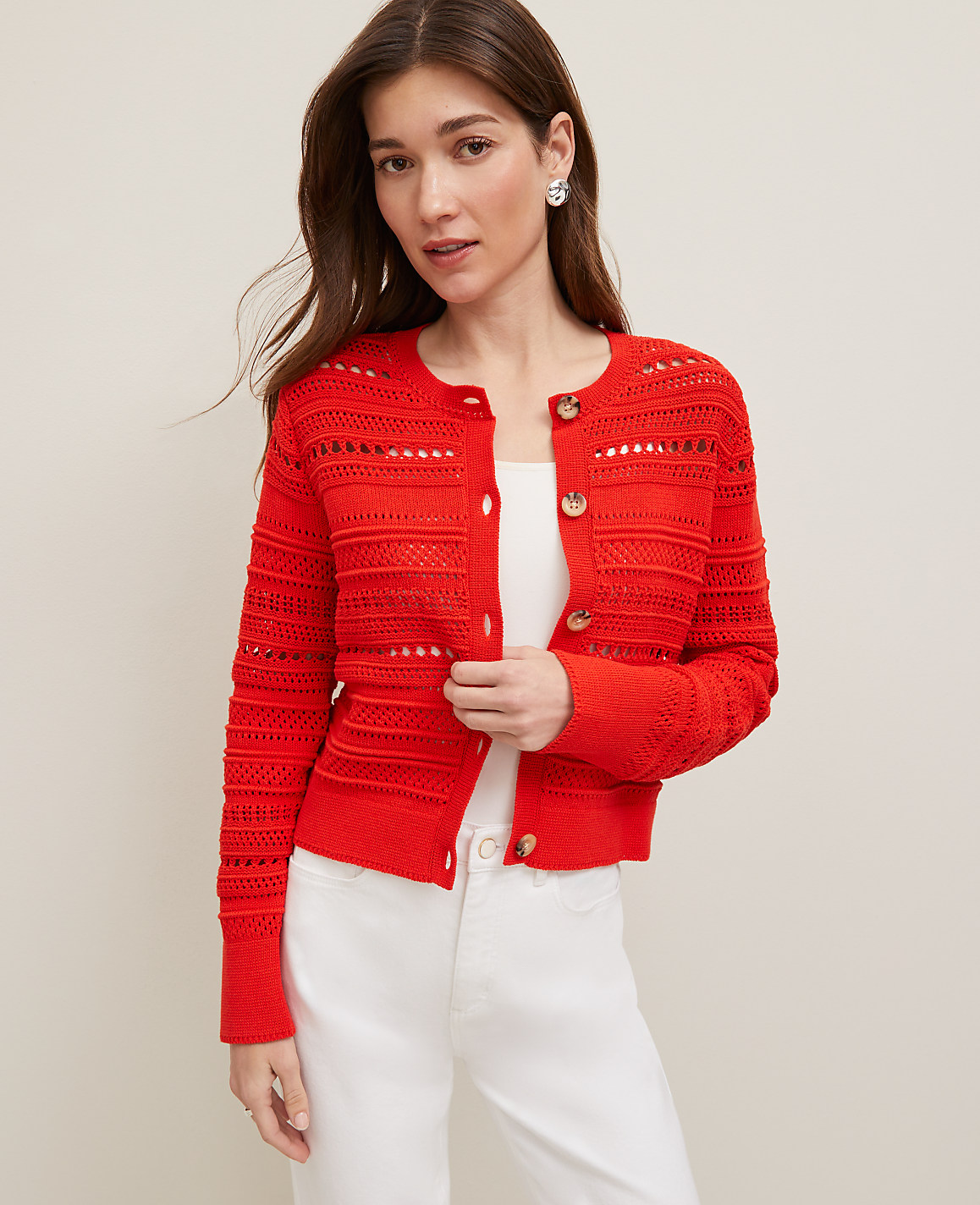 Pointelle Textured Cardigan