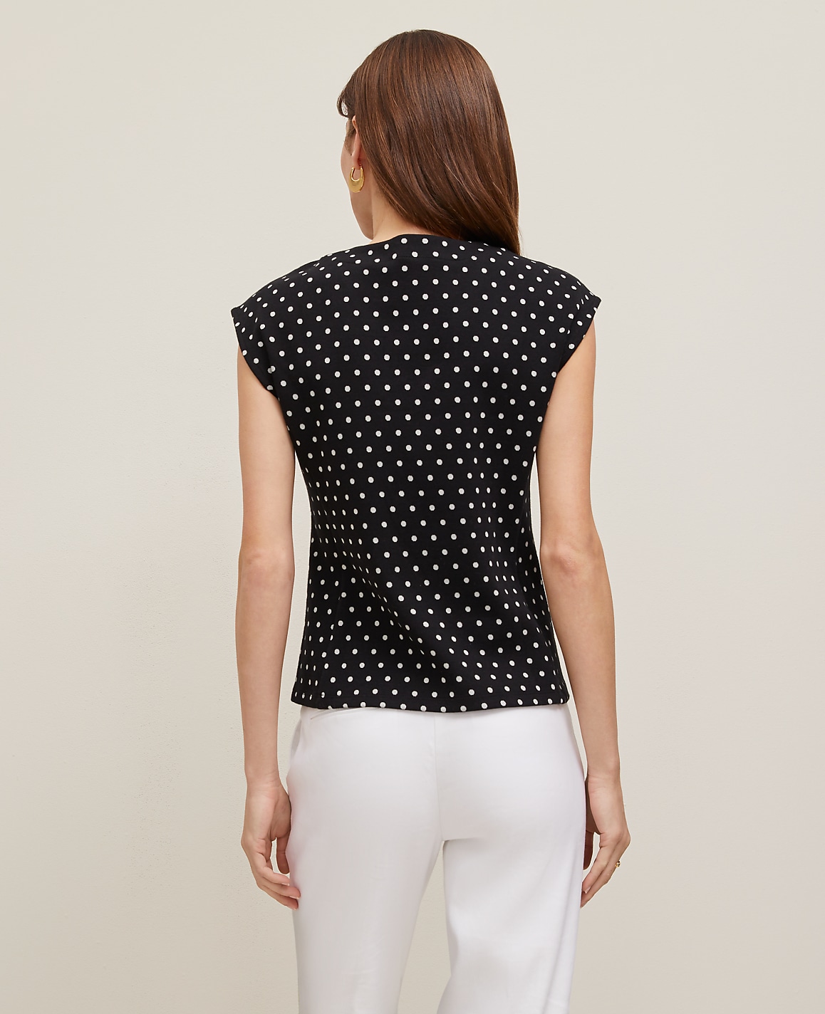 Dotted Ponte Cap Sleeve Top