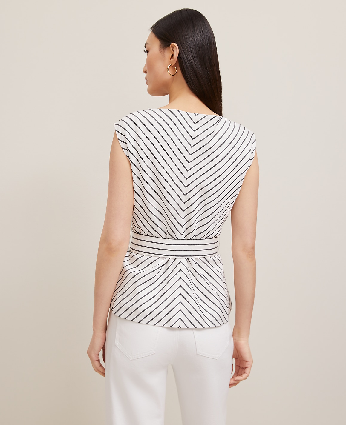 Petite Belted Striped Vest