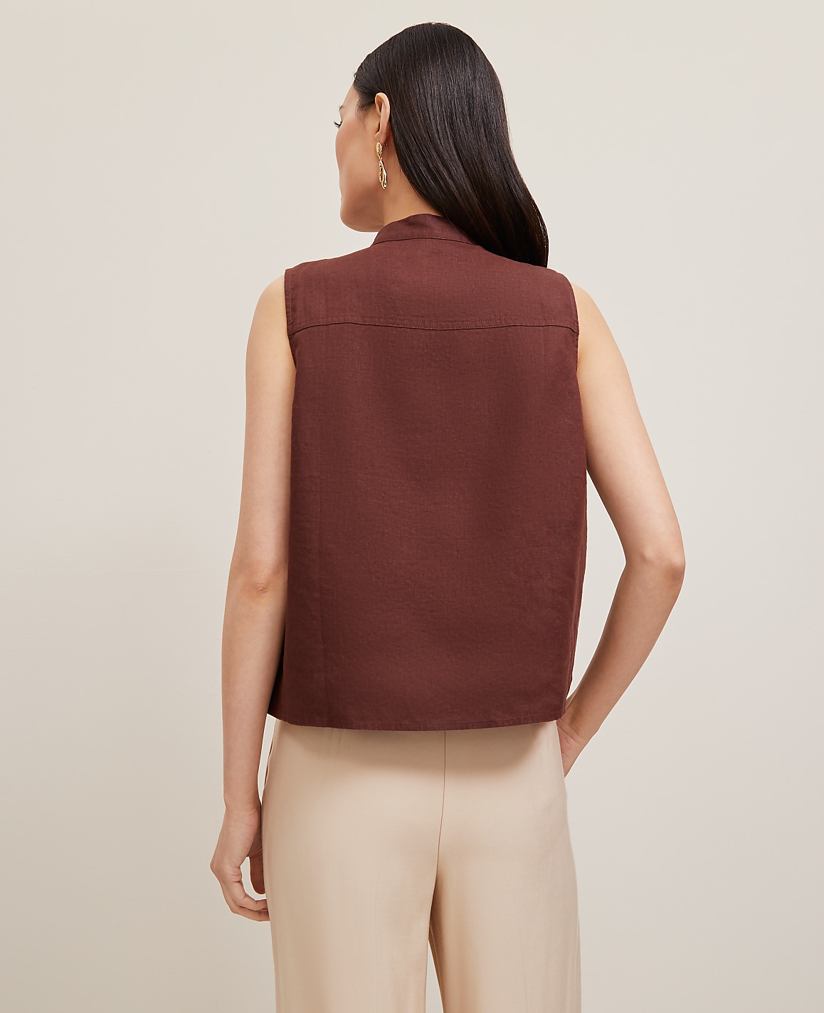 Linen Sleeveless Shirt