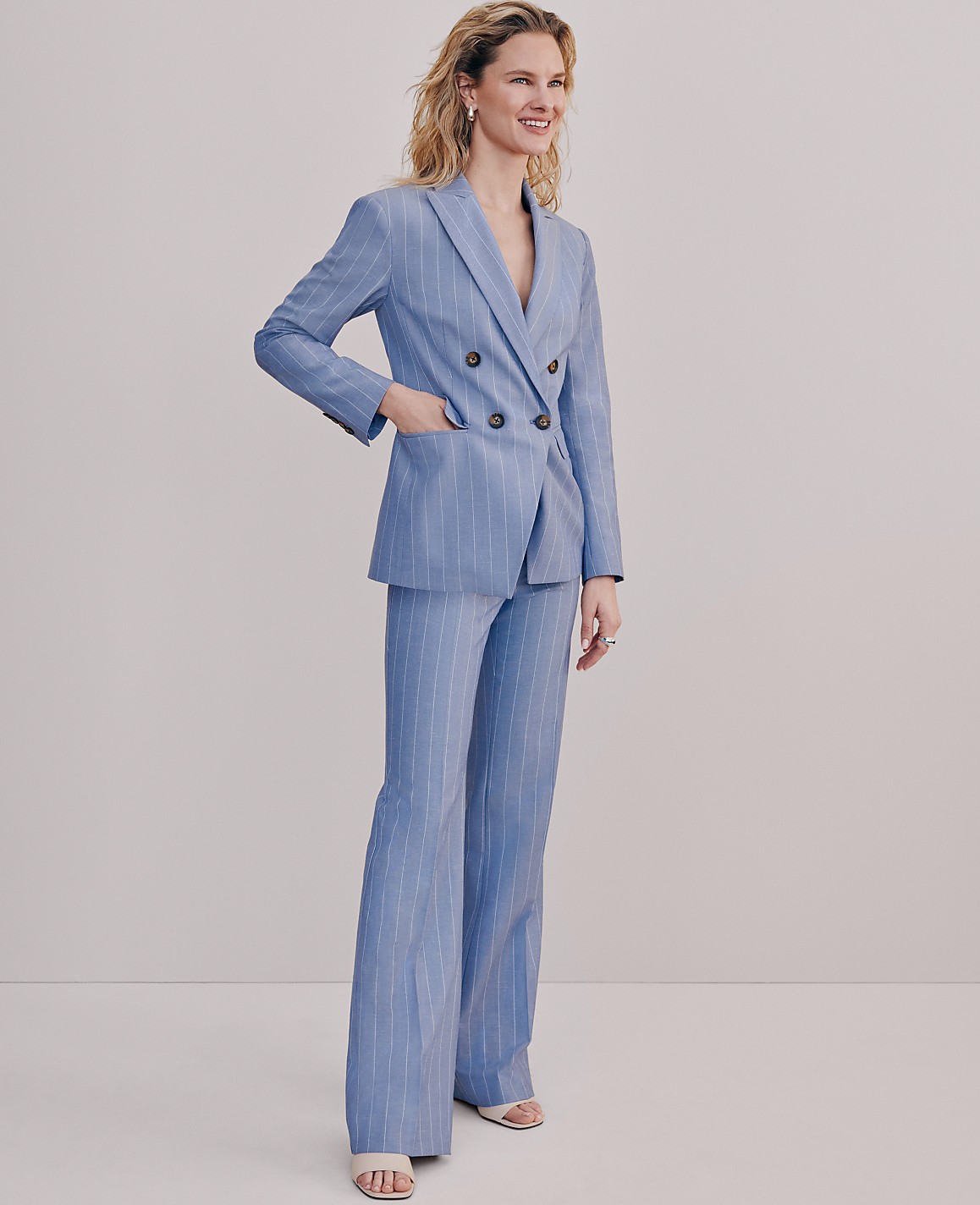 The Flare Trouser in Pinstripe