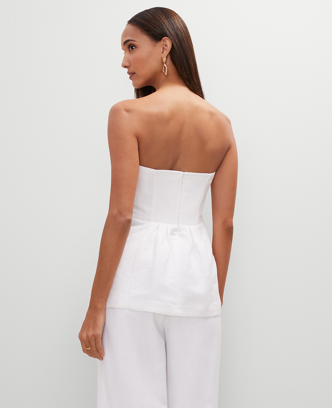 Strapless Linen Blend Tunic Top