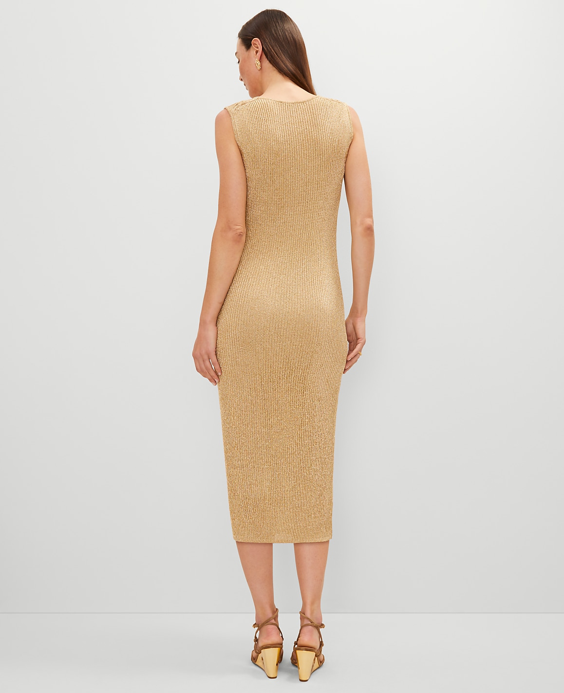 Ribbed Metallic Midi Dress