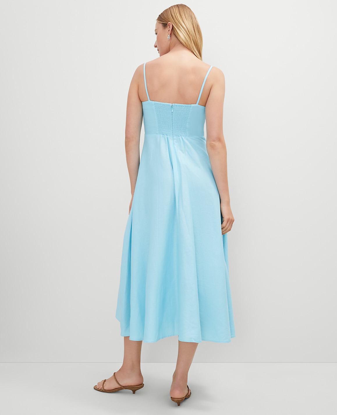 Linen Blend Midi Dress