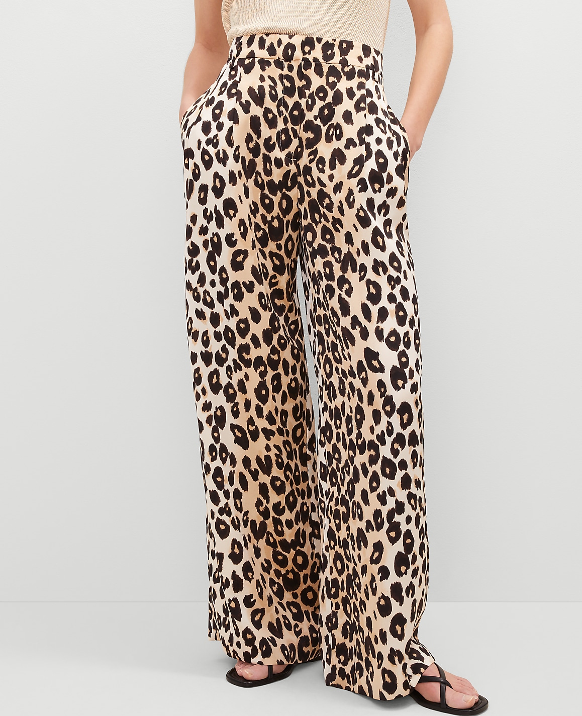The Pleated Wide-Leg Pant in Animal Print