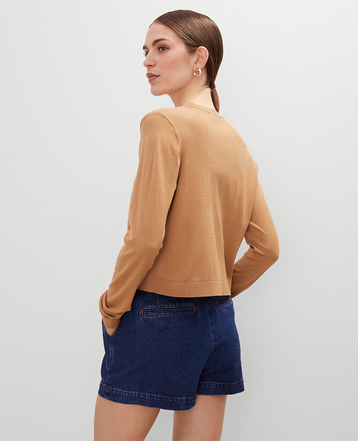 Cropped Open Cardigan