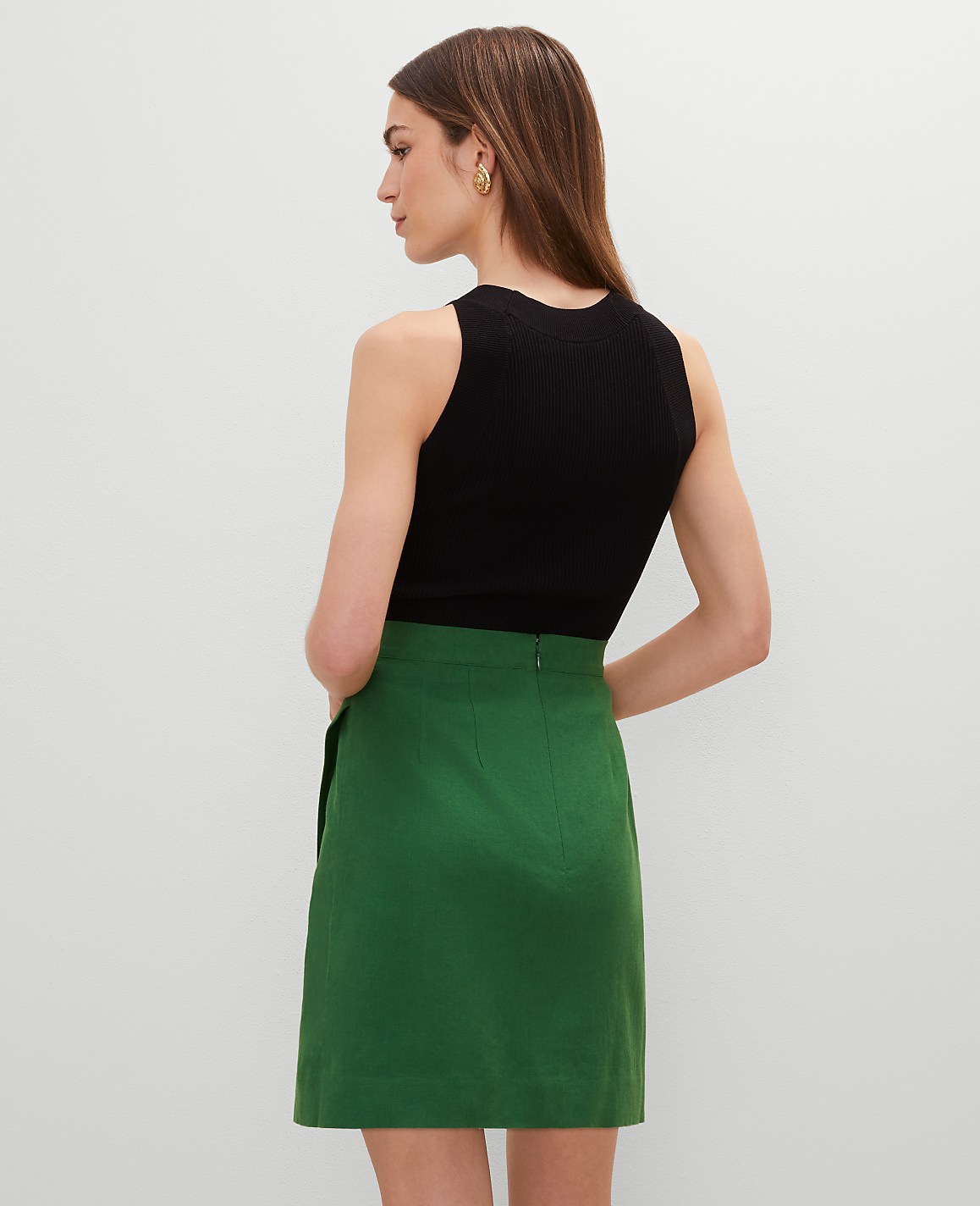 Linen Blend Sarong Wrap Skirt