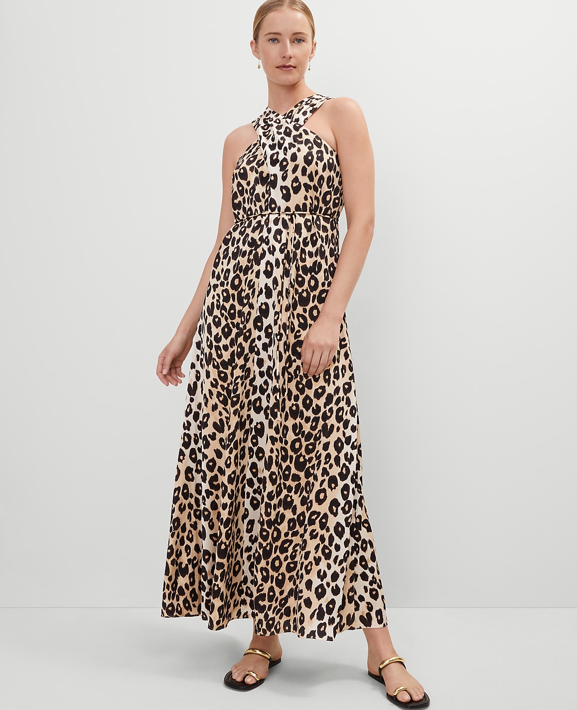 Animal Print Halter Maxi Dress