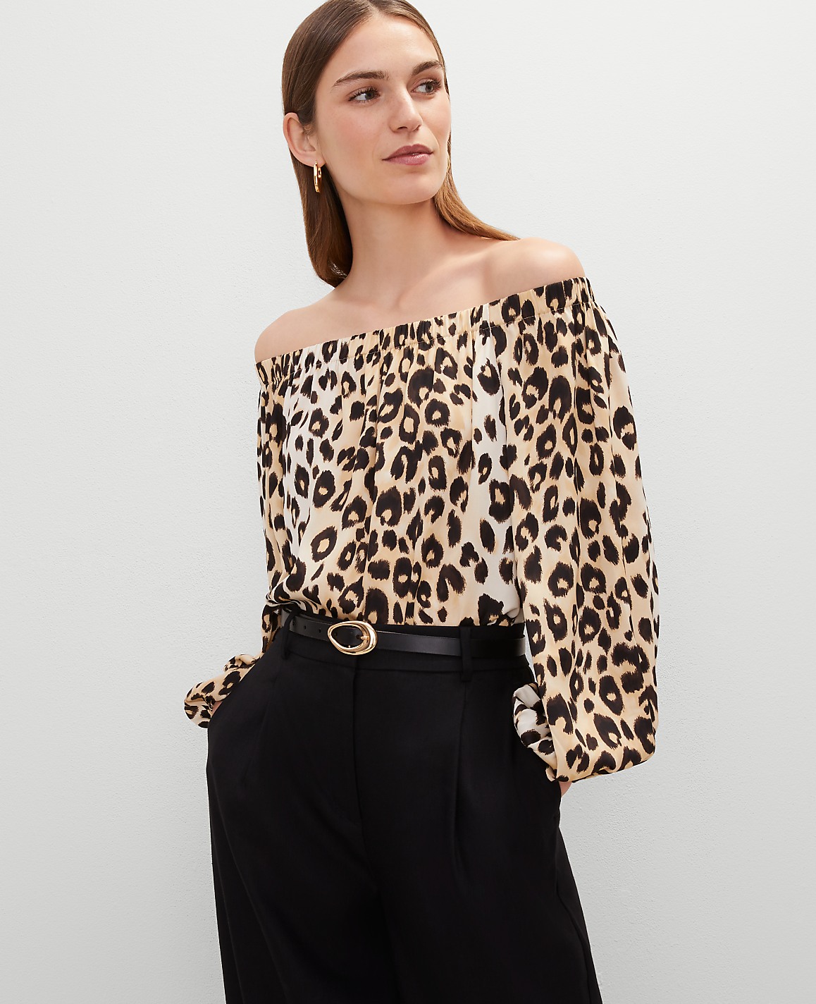 Animal Print Off The Shoulder Top