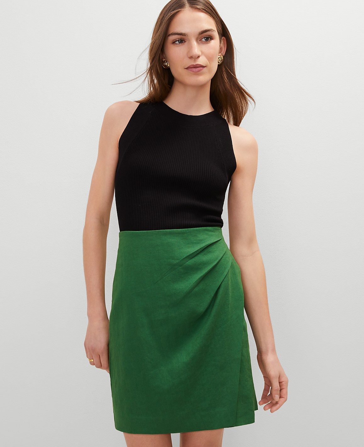 Linen Blend Sarong Wrap Skirt