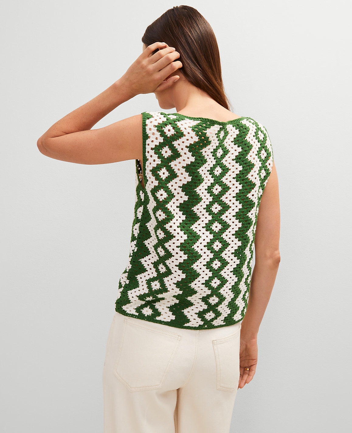 Petite Geo Crochet Sweater Shell