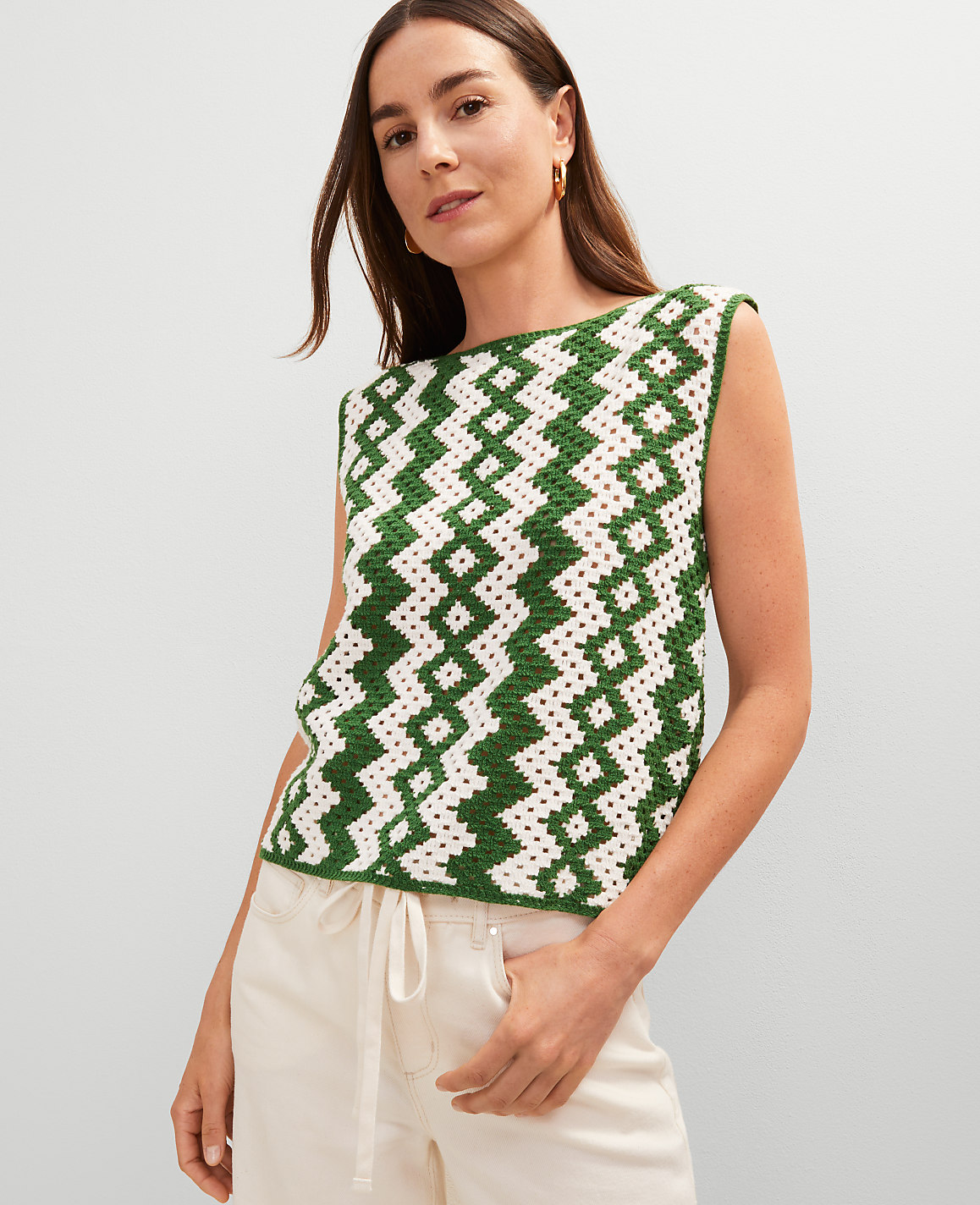 Geo Crochet Sweater Shell