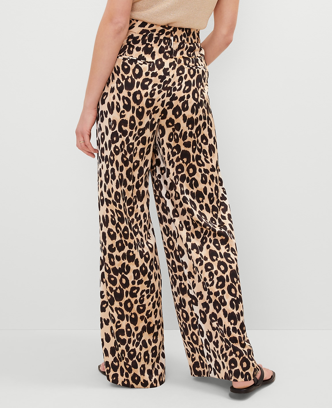 The Pleated Wide-Leg Pant in Animal Print
