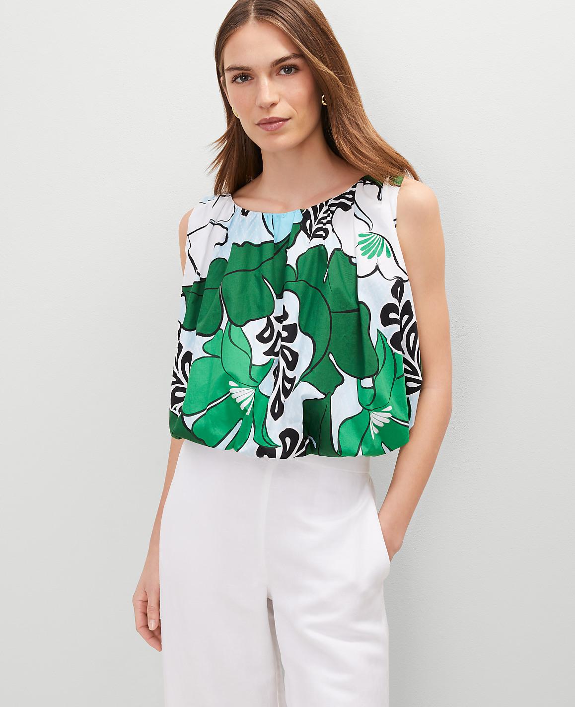 Floral Gathered Bubble Hem Top