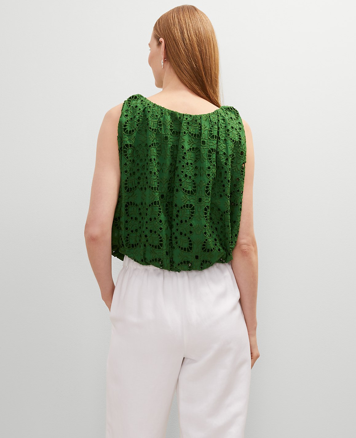 Eyelet Bubble Hem Top