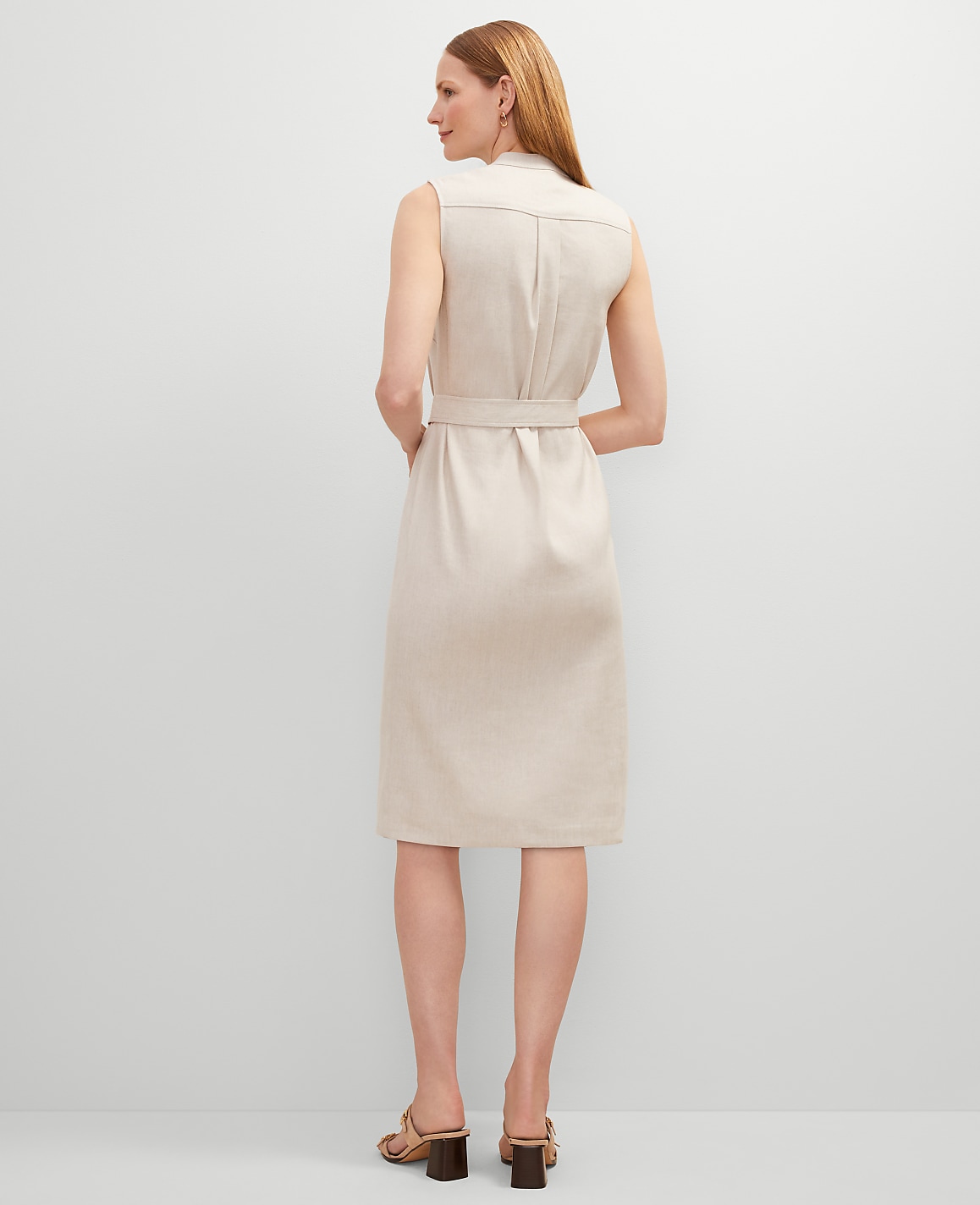 Belted Linen Blend Shirtdress