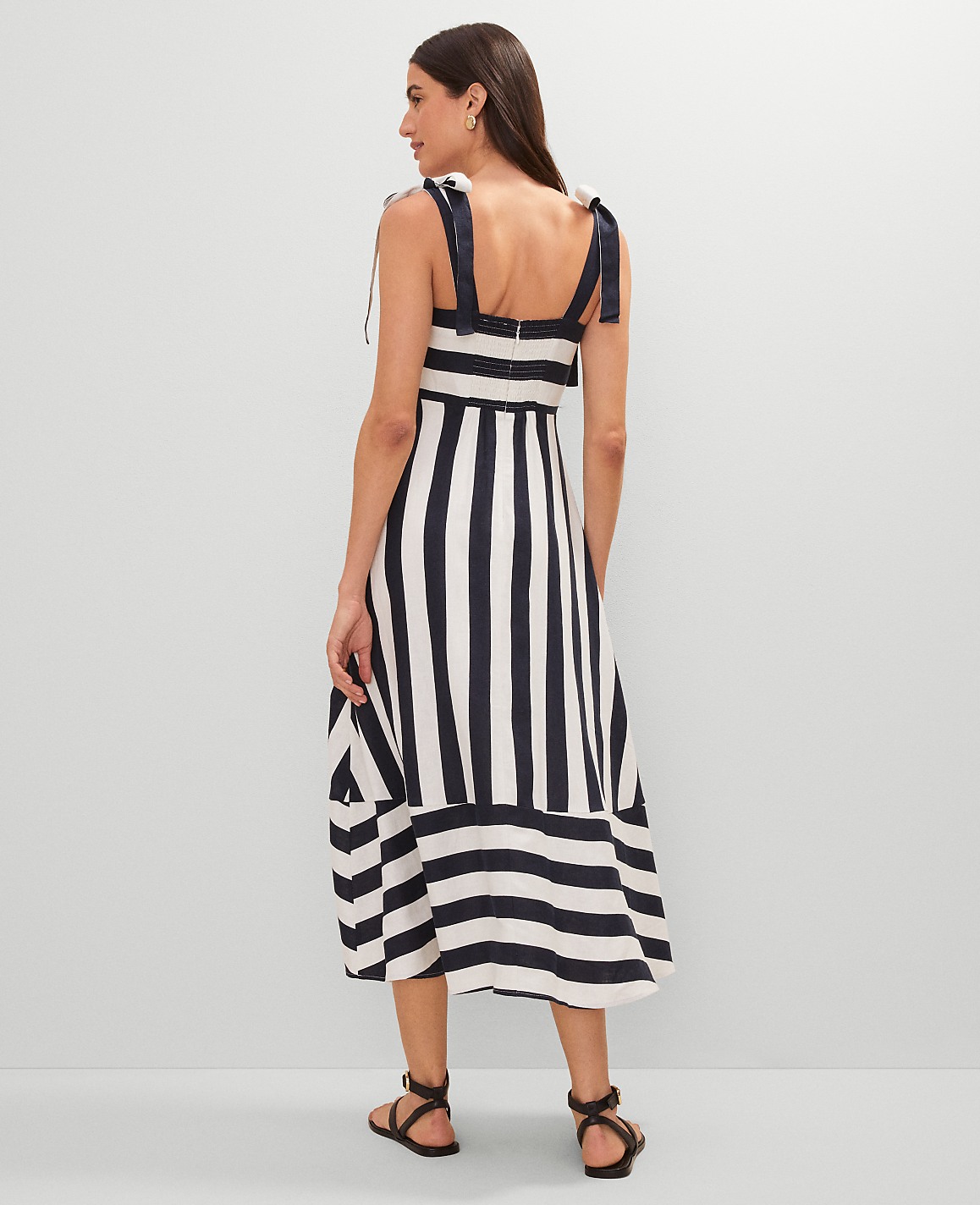 Weekend Collection Striped Linen Blend Midi Dress