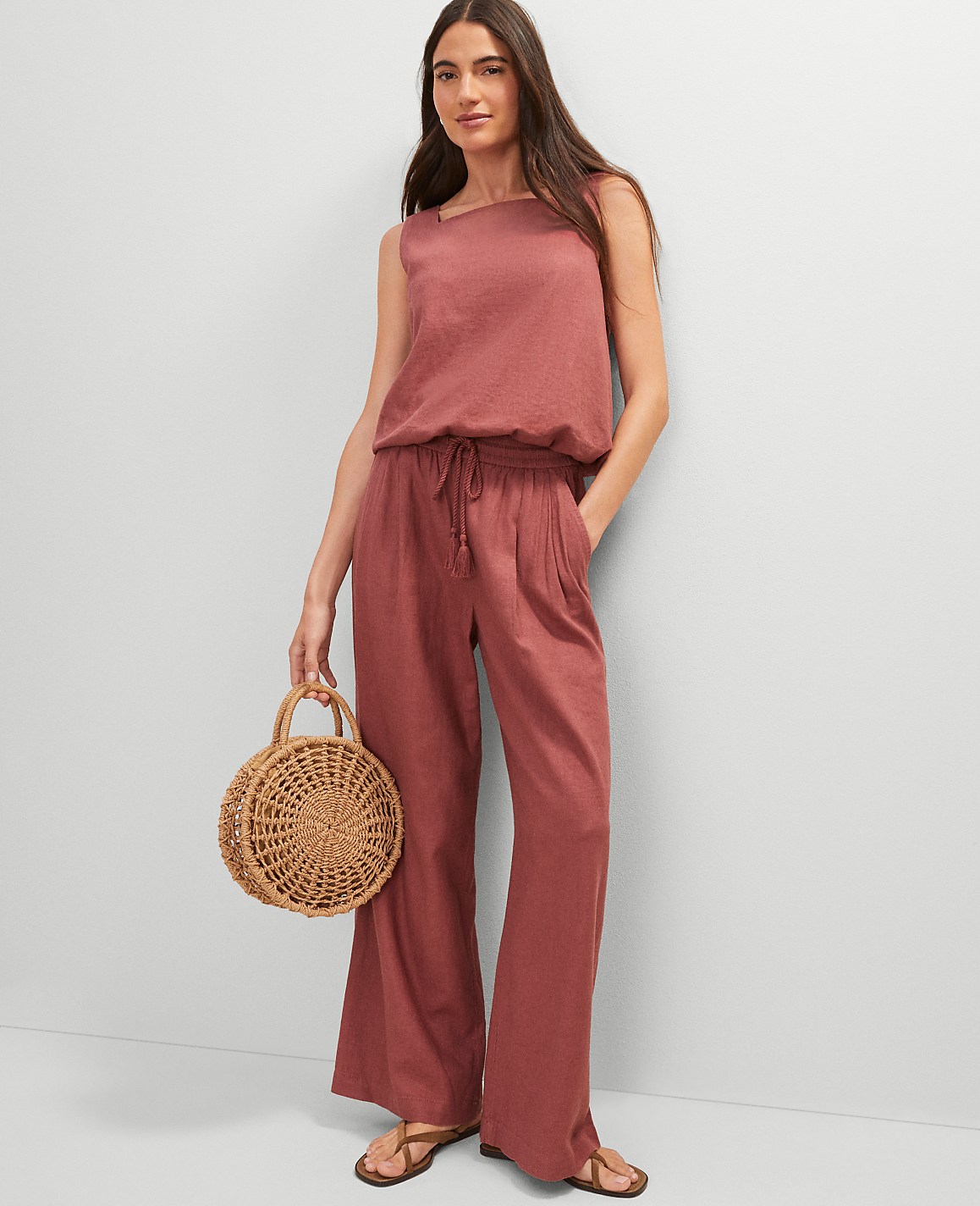Weekend Linen Blend Bubble Hem Top