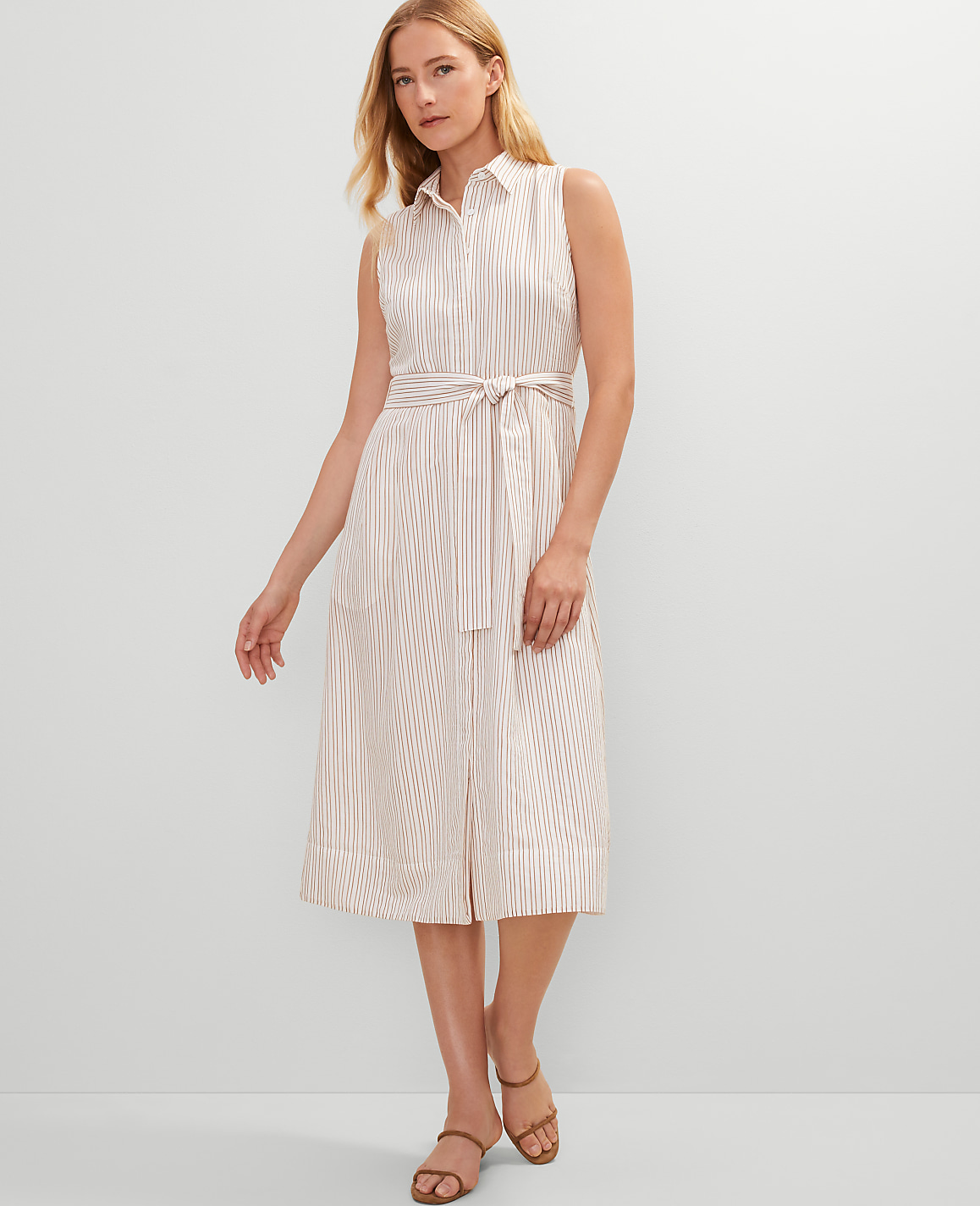Striped Flare Midi Shirtdress