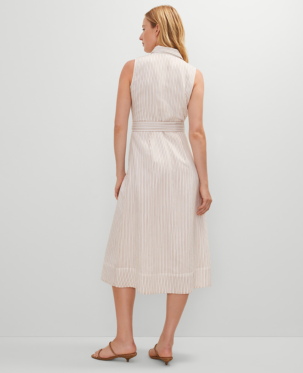 Striped Flare Midi Shirtdress