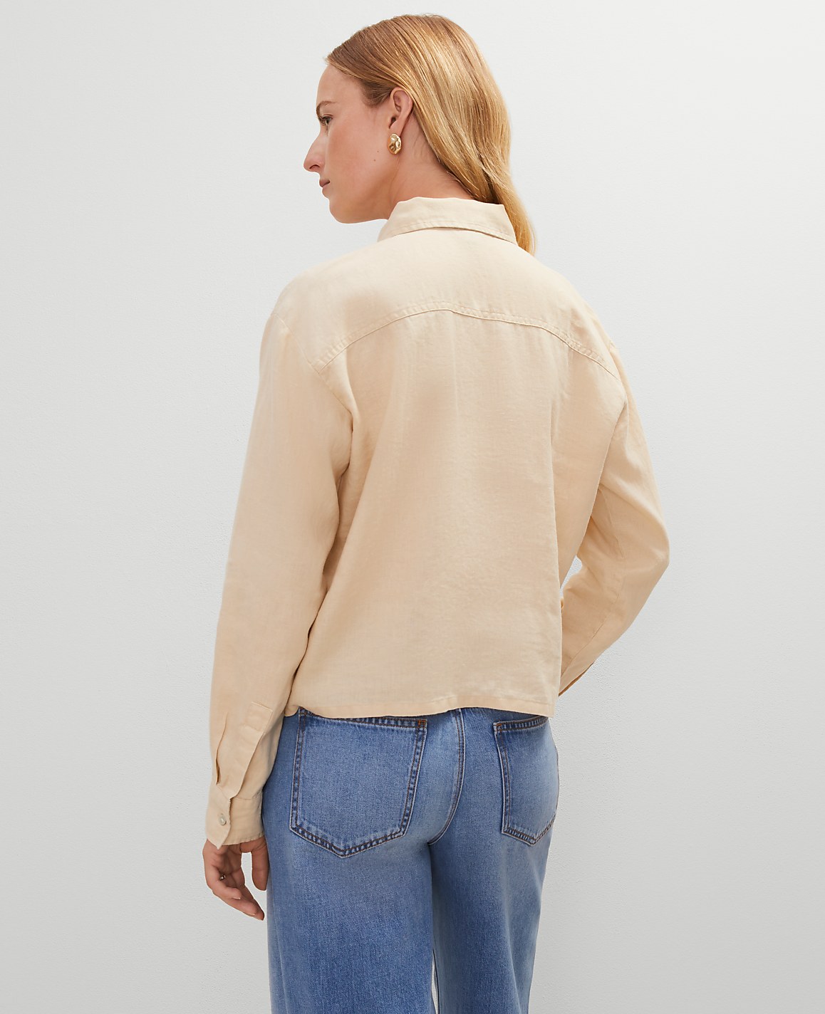 Petite Cropped Linen Shirt