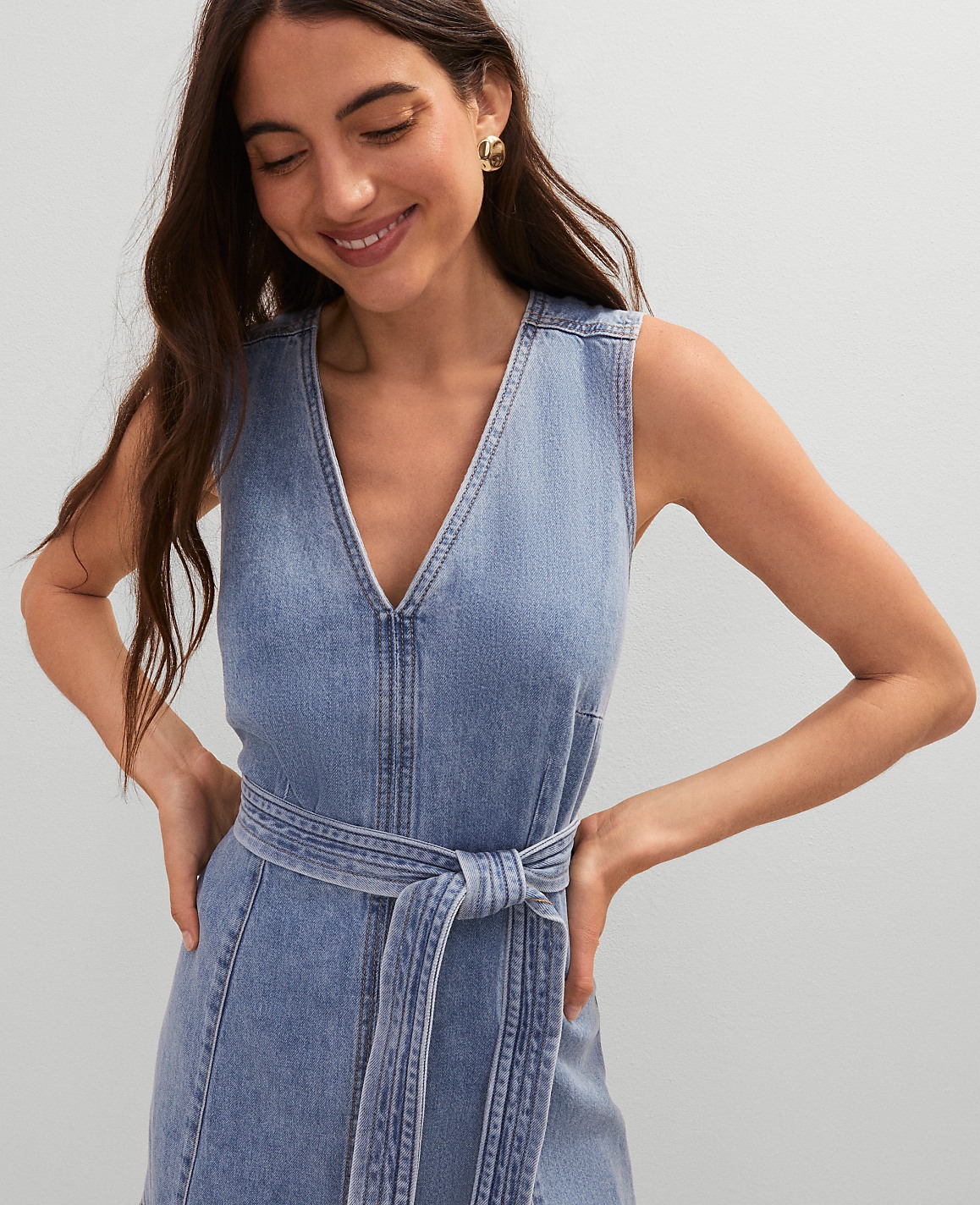 Weekend Collection Belted Flare Denim Dress