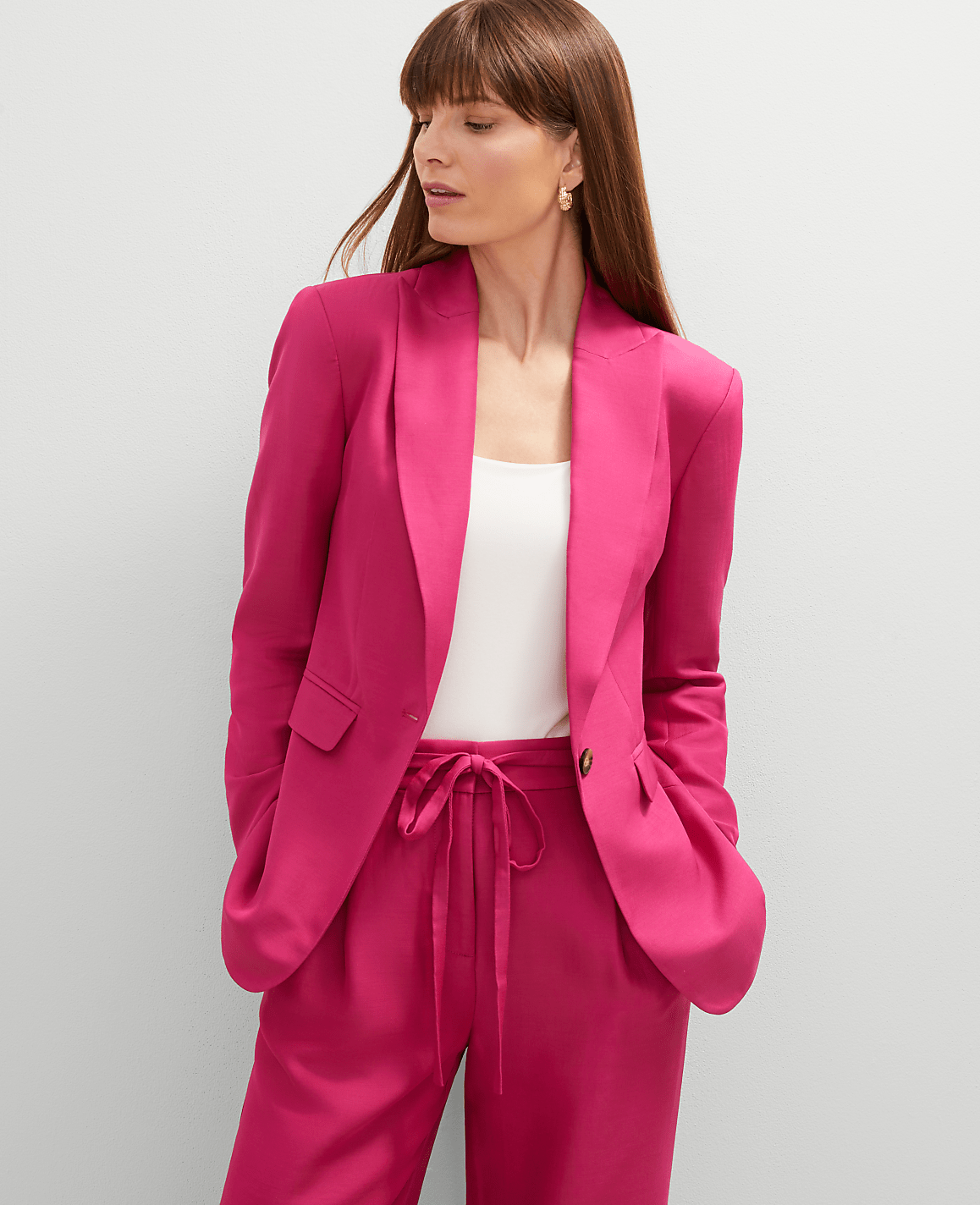 Studio Collection Single Button Fitted Long Blazer