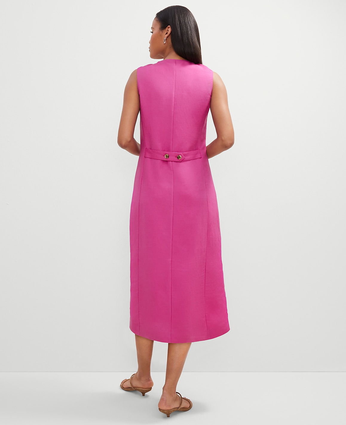 Petite Linen Blend V-Neck Shirtdress
