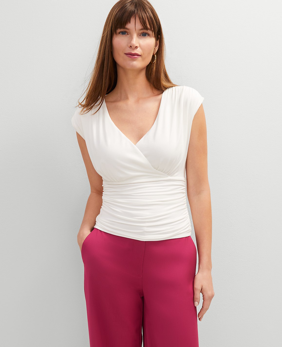 Gathered V-Neck Top