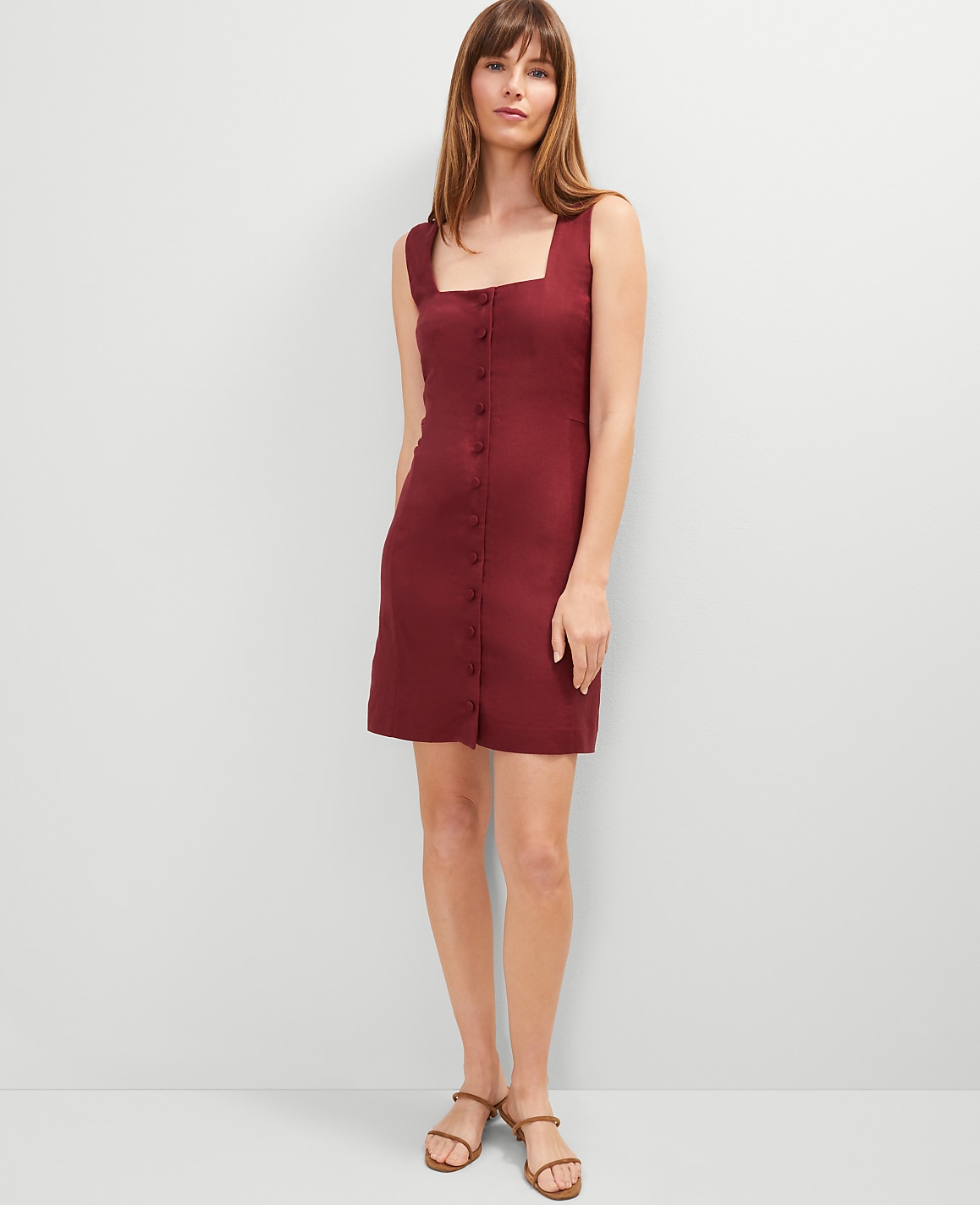 Linen Blend Button-Down Dress