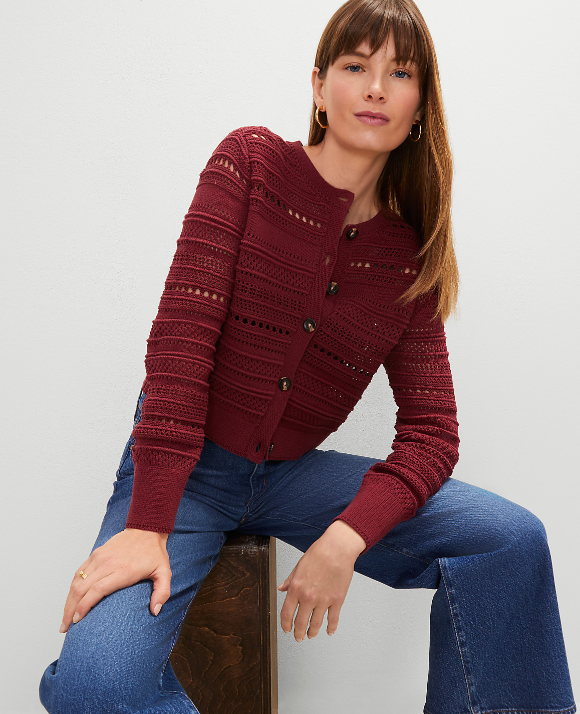 Pointelle Textured Cardigan