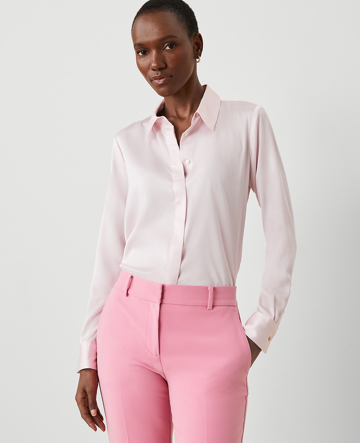 Petite Satin Modern Shirt