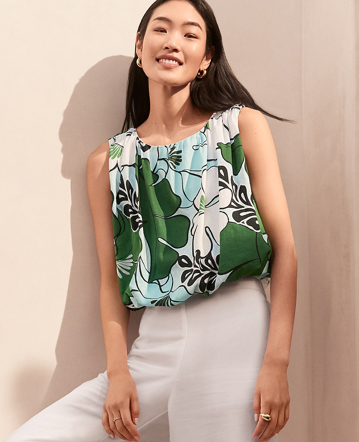 Floral Gathered Bubble Hem Top