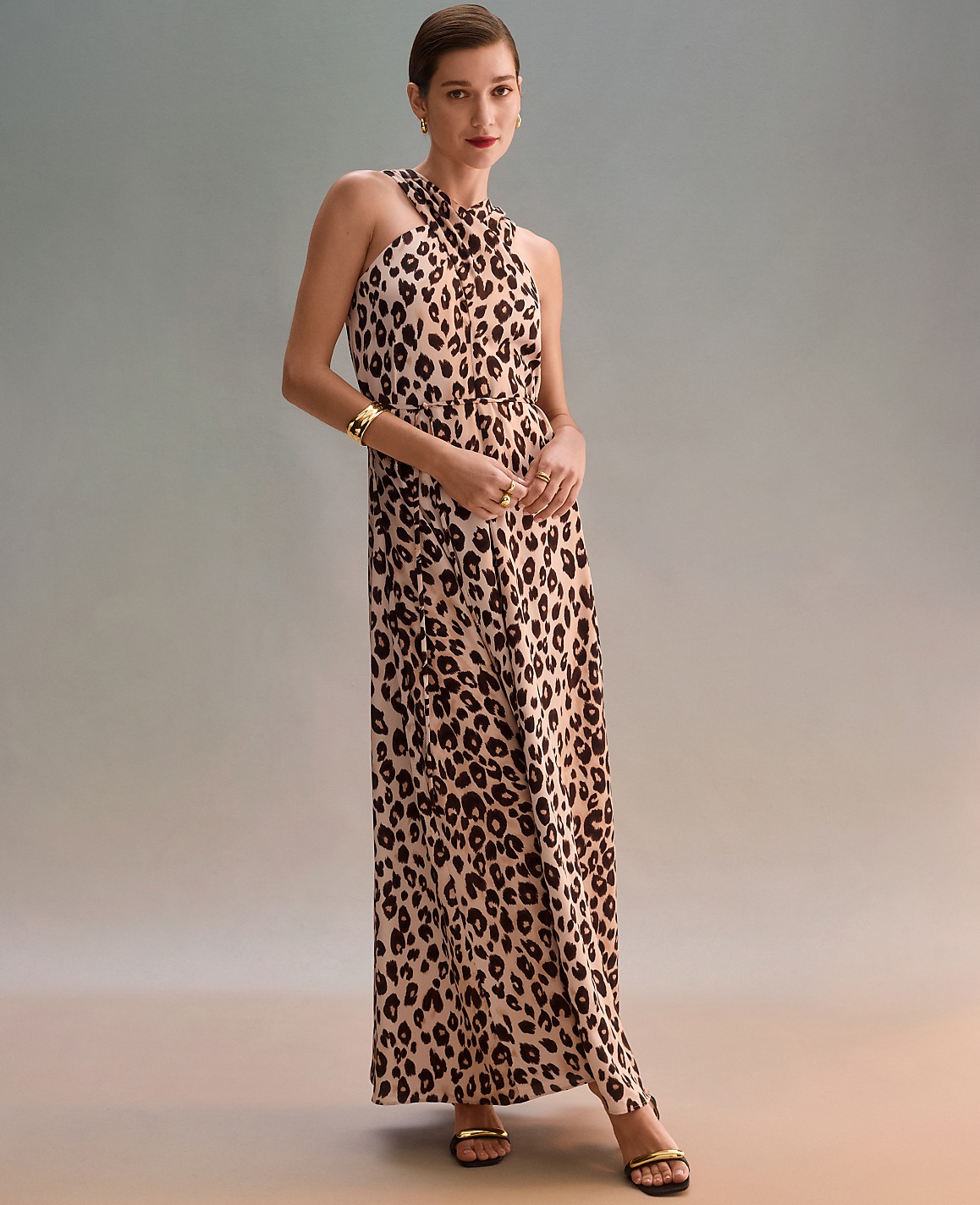 Animal Print Halter Maxi Dress