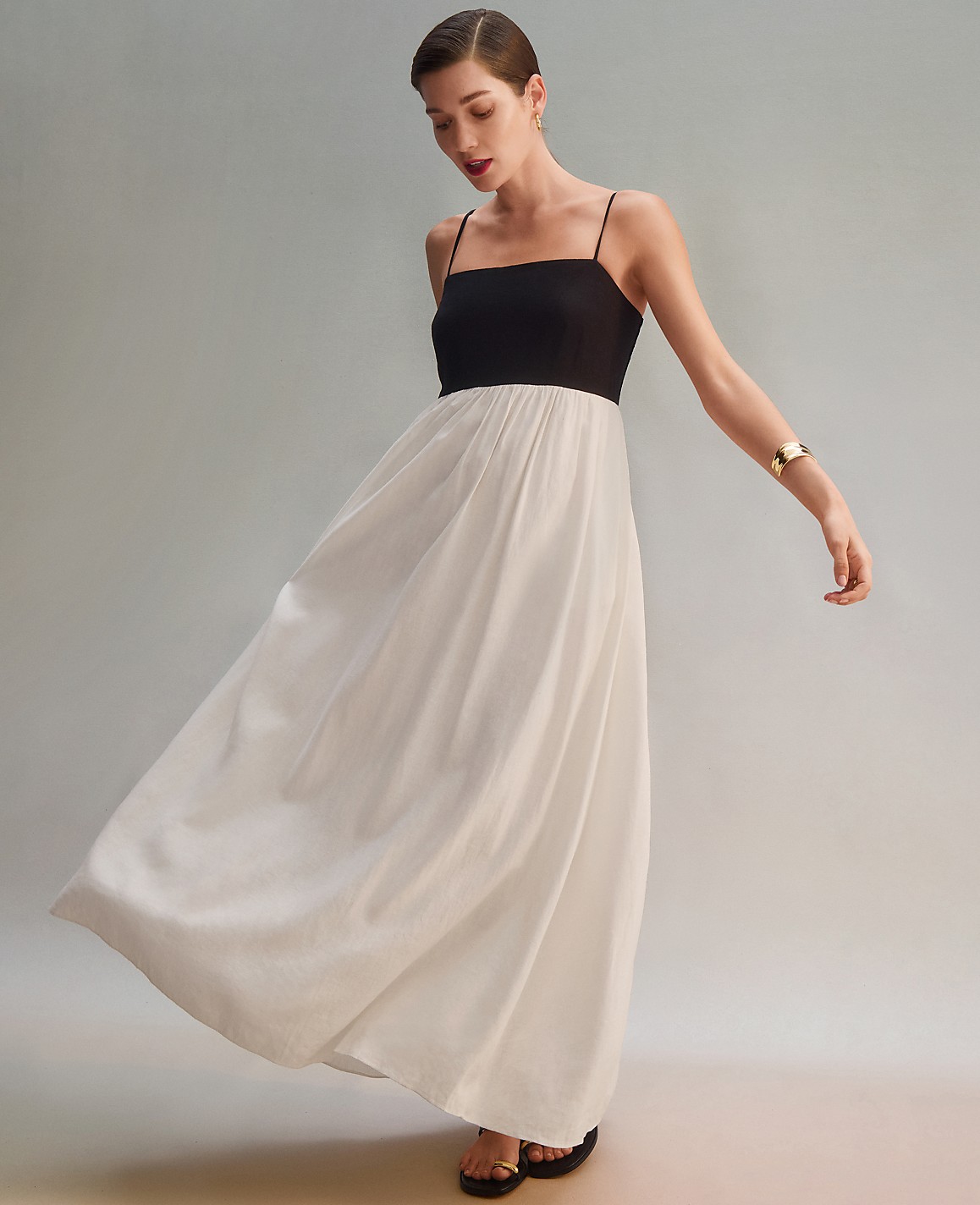 Petite Strappy Linen Blend Maxi Dress