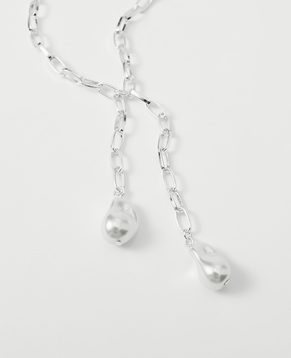 Double Pearl Lariat Necklace