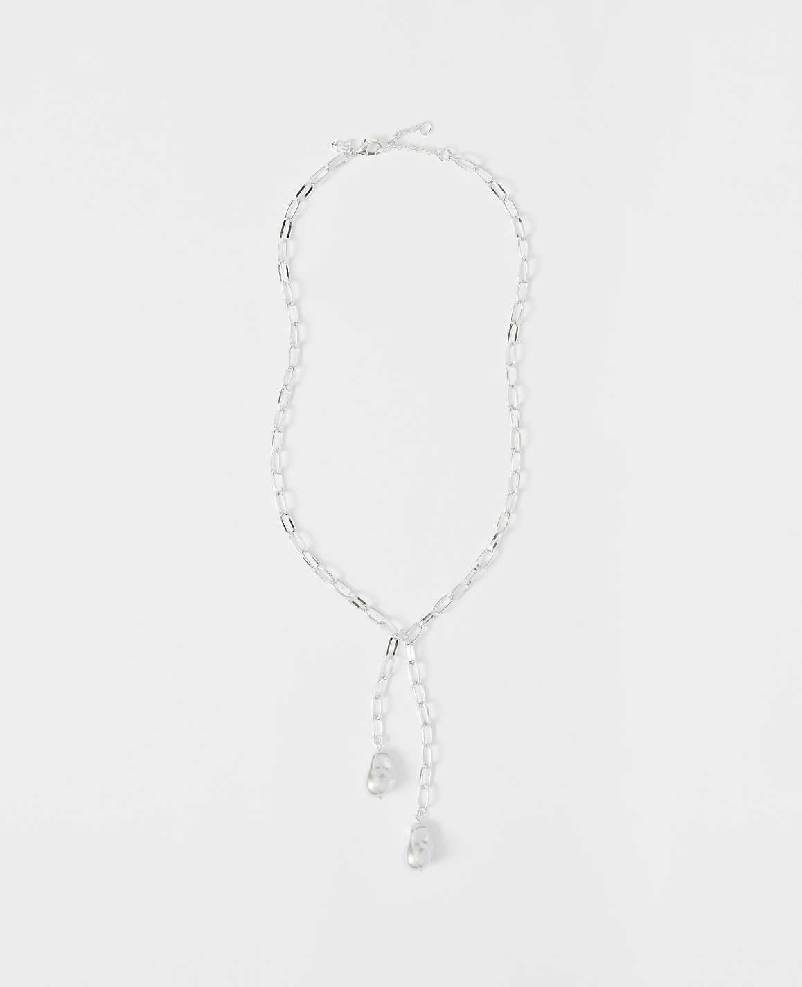 Double Pearl Lariat Necklace