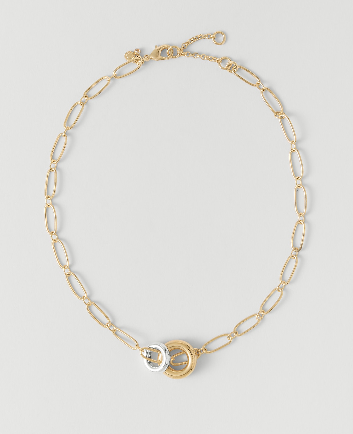 Mixed Metal Double Ring Necklace